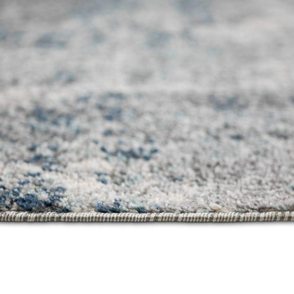 HomeRoots 9 x 12 ft. Abstract Power Loom Rectangle Area Rug, Blue & Gray