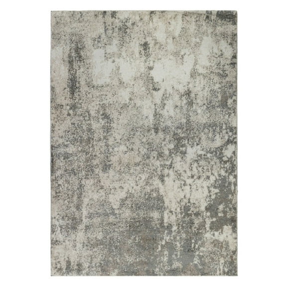 HomeRoots  9 x 12 ft. Abstract Power Loom Rectangle Area Rug, Gray & Beige