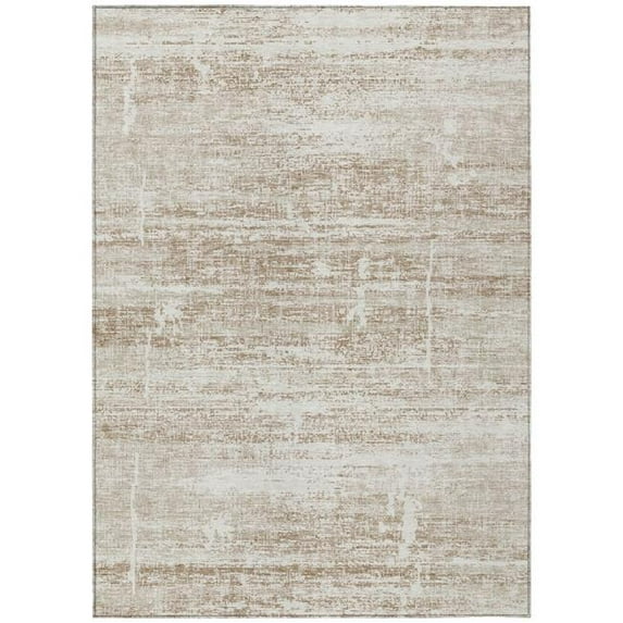 HomeRoots 584612 9 x 12 ft. Abstract Washable Indoor & Outdoor Rectangle Area Rug, Beige, Taupe & Ivory