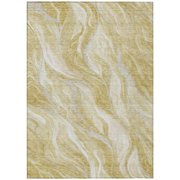 HomeRoots 582990 9 x 12 ft. Abstract Washable Indoor & Outdoor Rectangle Area Rug, Gold, Beige & Ivory