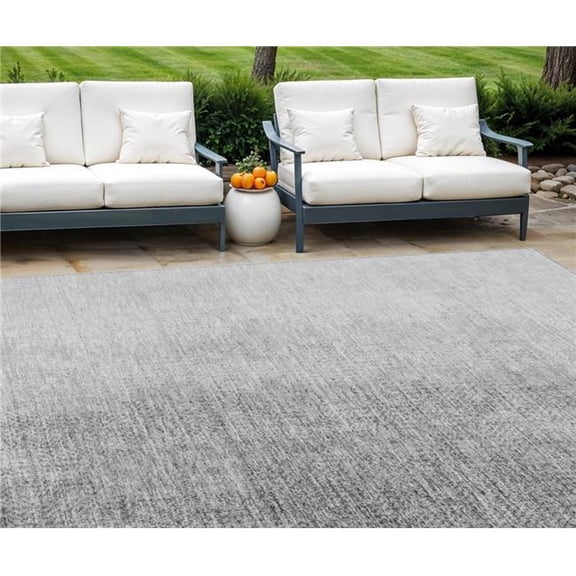 HomeRoots 588230 9 x 12 ft. Abstract Washable Indoor & Outdoor Rectangle Area Rug, Gray & Silver