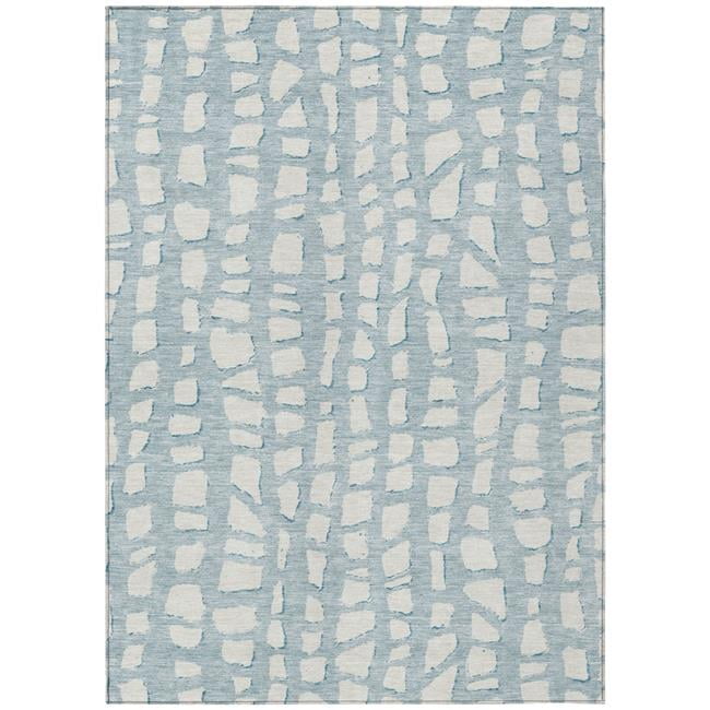 HomeRoots 585092 9 x 12 ft. Abstract Washable Indoor & Outdoor Rectangle Area Rug, Sky Blue & Ivory