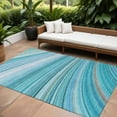 thumbnail image 1 of 9' X 12' Teal Blue Aqua And Blue Abstract Washable Indoor Outdoor Area Rug, 1 of 5