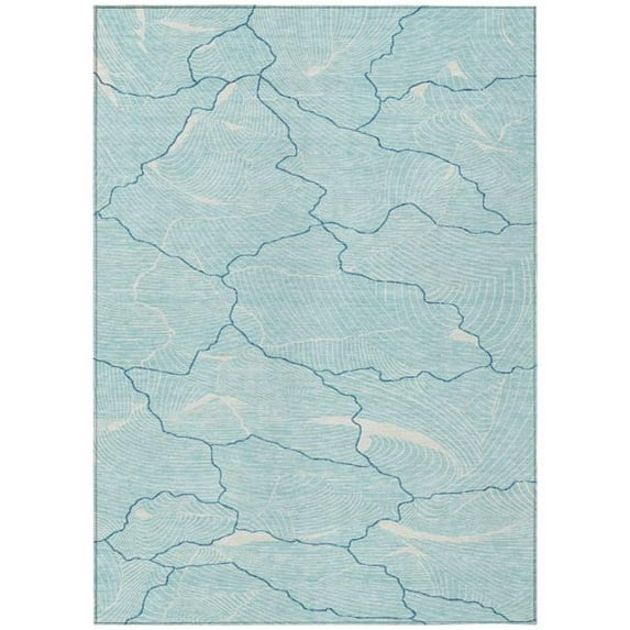 HomeRoots 601024 9 x 12 ft. Aqua & Ivory Abstract Washable Indoor & Outdoor Rectangle Area Rug