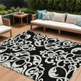 thumbnail image 1 of HomeRoots 614411 9 x 12 ft. Black & Ivory Damask Washable Indoor & Outdoor Rectangle Area Rug, 1 of 1