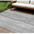 thumbnail image 1 of 9' X 12' Silver Gray And Graphite Botanical Leaves Washable Indoor Outdoor Area Rug, 1 of 5