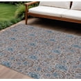 thumbnail image 1 of HomeRoots 580452 9 x 12 ft. Floral Washable Indoor & Outdoor Rectangle Area Rug, Brown & Blue, 1 of 5