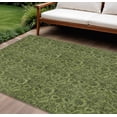 thumbnail image 1 of 9' X 12' Olive Green And Fern Green Floral Washable Indoor Outdoor Area Rug, 1 of 5