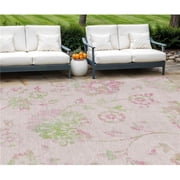 HomeRoots 589492 9 x 12 ft. Floral Washable Indoor & Outdoor Rectangle Area Rug, Pink, Blush & Artichoke Green