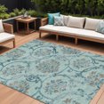 thumbnail image 1 of HomeRoots 585674 9 x 12 ft. Floral Washable Indoor & Outdoor Traditional Rectangle Area Rug, Teal Blue, Gray & Aqua, 1 of 5