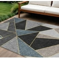 thumbnail image 1 of 9' X 12' Blue Charcoal And Gray Geometric Washable Indoor Outdoor Area Rug, 1 of 5