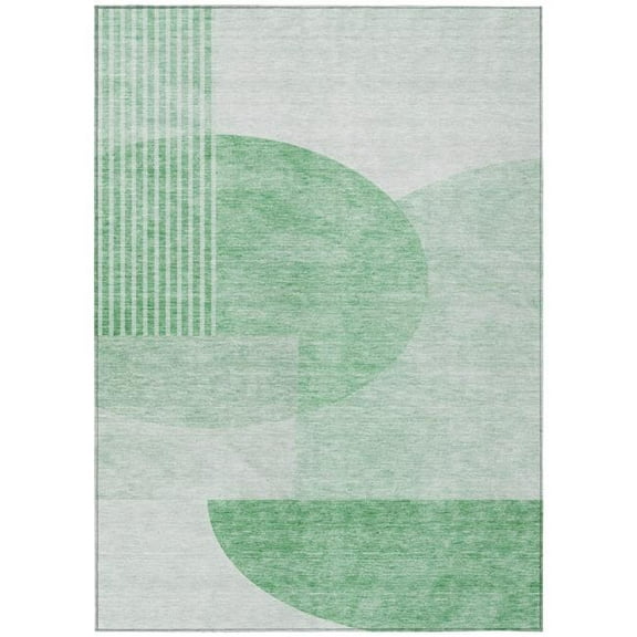 HomeRoots 581279 9 x 12 ft. Geometric Washable Indoor & Outdoor Rectangle Area Rug, Green & Mint Green