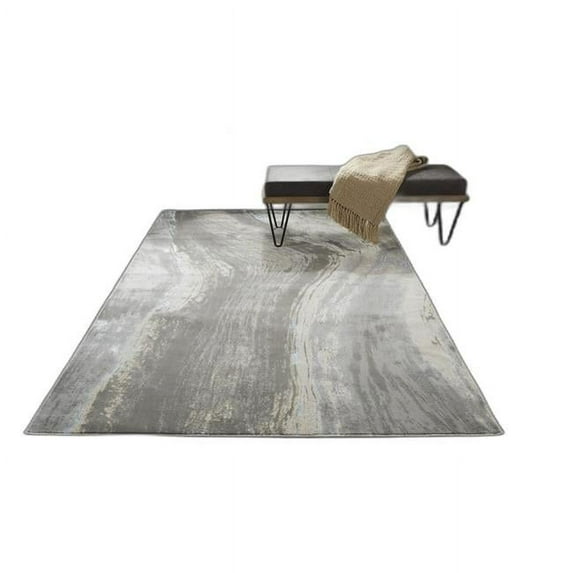 HomeRoots 9 x 12 ft. Gray Ivory & Blue Abstract Rectangle Area Rug - Gray Ivory and Blue - 9 x 12 ft.