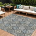 thumbnail image 1 of HomeRoots 614591 9 x 12 ft. Gray Ivory & Navy Blue Floral Medallion Washable Indoor & Outdoor Rectangle Area Rug, 1 of 1
