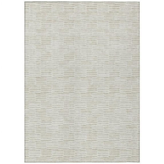 HomeRoots 595011 9 x 12 ft. Ivory & Beige Geometric Washable Indoor & Outdoor Rectangle Area Rug