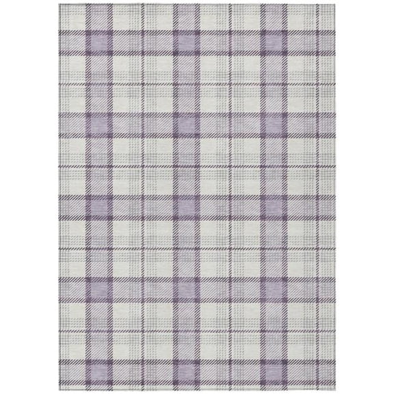 HomeRoots 601336 9 x 12 ft. Lavender, Purple & Gray Plaid Washable Indoor & Outdoor Rectangle Area Rug