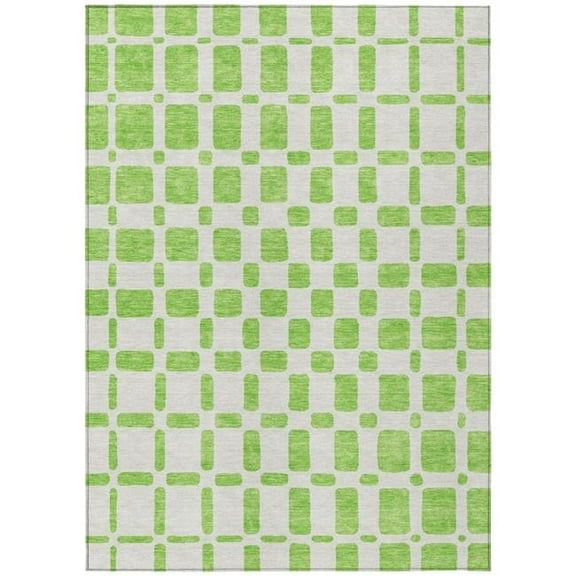 HomeRoots 591121 9 x 12 ft. Lime Green & Ivory Geometric Washable Indoor & Outdoor Rectangle Area Rug