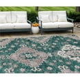 thumbnail image 1 of HomeRoots 589006 9 x 12 ft. Medallion Washable Indoor & Outdoor Traditional Rectangle Area Rug, Emerald, Brown & Ivory, 1 of 1