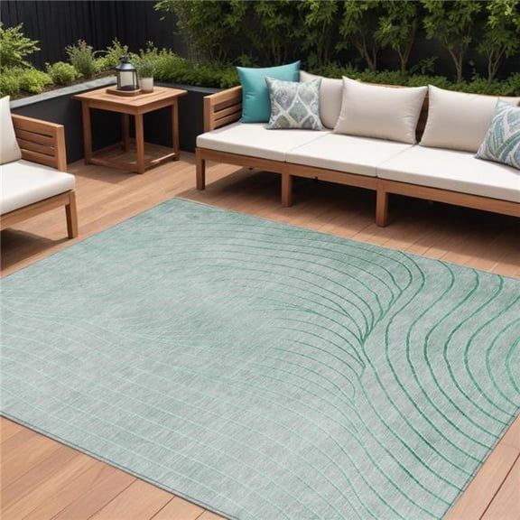 HomeRoots 631783 9 x 12 ft. Mint Green & Silver Abstract Washable Indoor & Outdoor Rectangle Area Rug