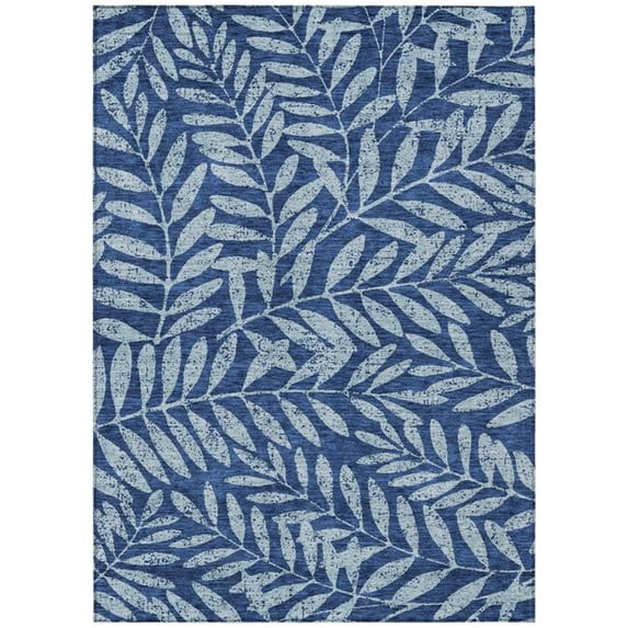 HomeRoots 593526 9 x 12 ft. Navy Blue & Light Blue Floral Washable Indoor & Outdoor Rectangle Area Rug