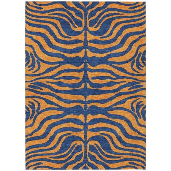 HomeRoots 600682 9 x 12 ft. Navy Blue & Pink Animal Print Washable Indoor & Outdoor Rectangle Area Rug