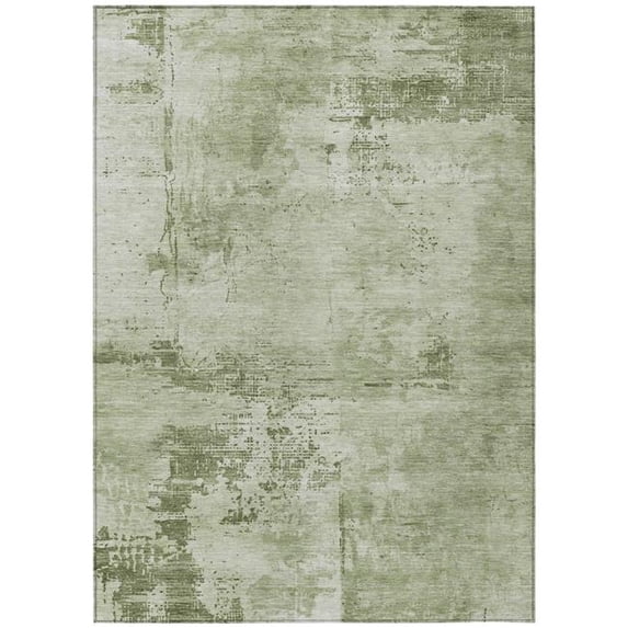 HomeRoots 602735 9 x 12 ft. Olive Green & Ivory Abstract Washable Indoor & Outdoor Rectangle Area Rug