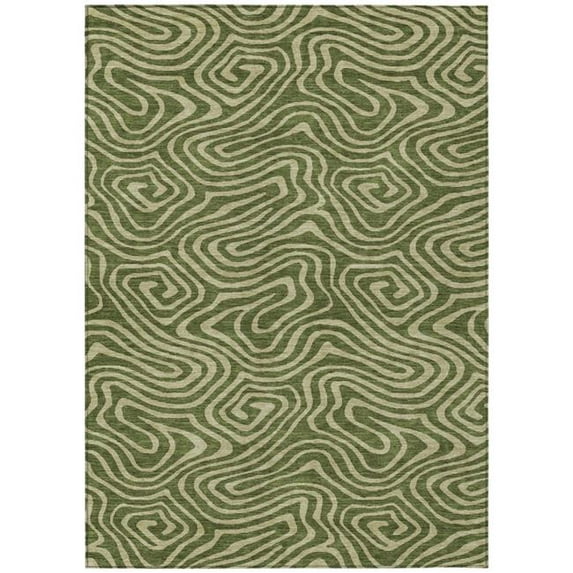 HomeRoots 598990 9 x 12 ft. Olive Green & Light Green Abstract Washable Indoor & Outdoor Rectangle Area Rug