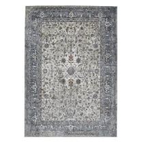 HomeRoots 9 x 12 ft. Oriental Power Loom Rectangle Area Rug, Gray & Ivory