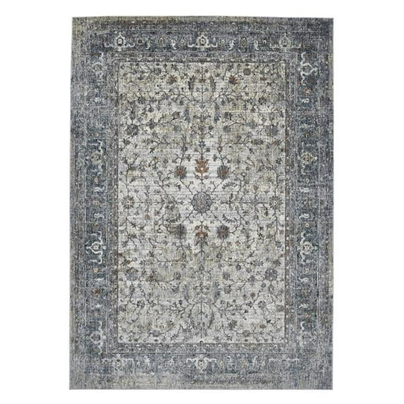 HomeRoots  9 x 12 ft. Oriental Power Loom Rectangle Area Rug, Gray & Ivory