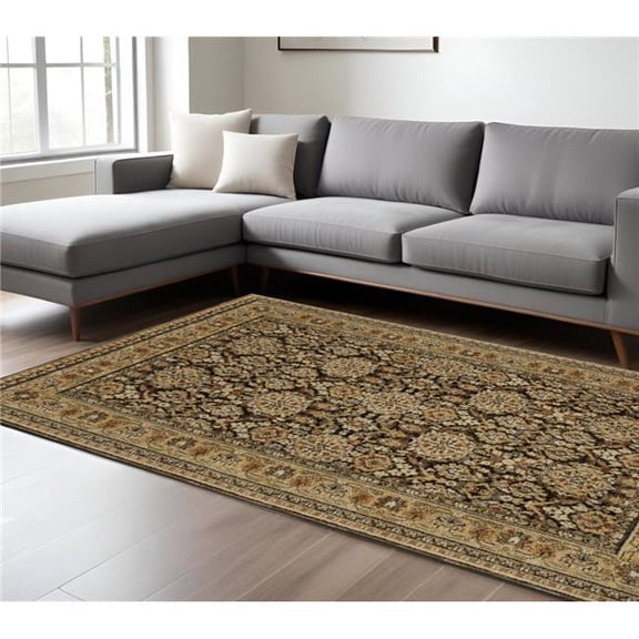 HomeRoots 576418 9 x 12 ft. Oriental Rectangle Area Rug, Brown & Gold