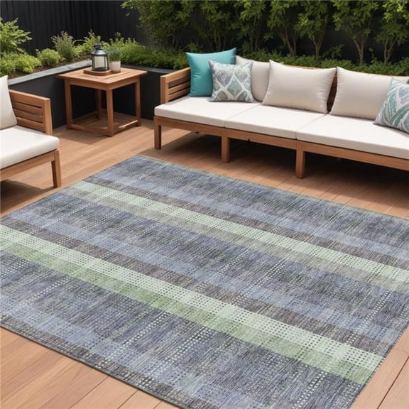 HomeRoots 613997 9 x 12 ft. Pewter Gray & Mint Green Plaid Washable Indoor & Outdoor Rectangle Area Rug