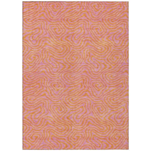 HomeRoots 599830 9 x 12 ft. Pink & Copper Abstract Washable Indoor & Outdoor Rectangle Area Rug