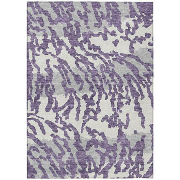 HomeRoots 591307 9 x 12 ft. Purple, Gray & Ivory Animal Print Washable Indoor & Outdoor Rectangle Area Rug