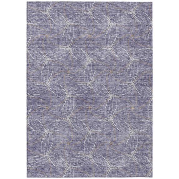 HomeRoots 614111 9 x 12 ft. Purple & Ivory Geometric Washable Indoor & Outdoor Rectangle Area Rug