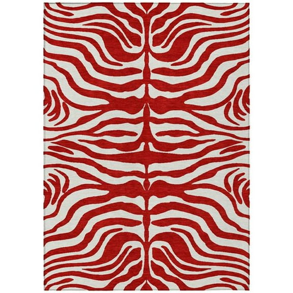 HomeRoots 600652 9 x 12 ft. Red & Ivory Animal Print Washable Indoor & Outdoor Rectangle Area Rug