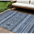 thumbnail image 1 of 9' X 12' Navy Blue And Denim Blue Southwestern Washable Indoor Outdoor Area Rug, 1 of 5
