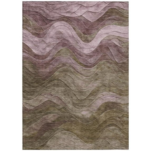 HomeRoots 618188 9 x 12 ft. Taupe & Beige Abstract Washable Indoor & Outdoor Rectangle Area Rug