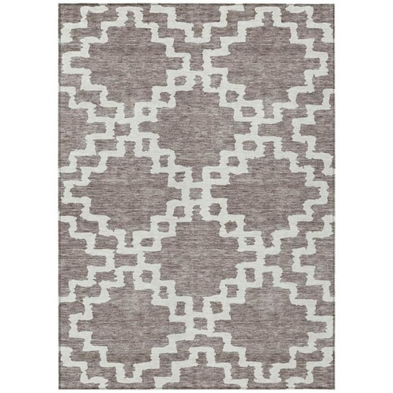 HomeRoots 593808 9 x 12 ft. Taupe & Ivory Geometric Washable Indoor & Outdoor Rectangle Area Rug