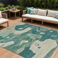 thumbnail image 1 of HomeRoots 630613 9 x 12 ft. Teal Blue Ivory & Beige Abstract Washable Indoor & Outdoor Rectangle Area Rug, 1 of 1
