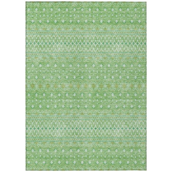HomeRoots 582600 9 x 12 ft. Tribal Washable Indoor & Outdoor Rectangle Area Rug, Green & Mint Green