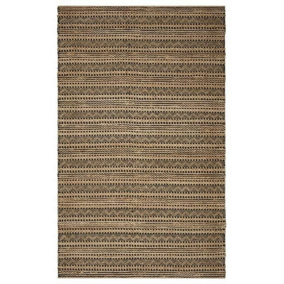 HomeRoots 9 x 13 ft. Intricate Striped Rectangle Area Rug - Tan & Black