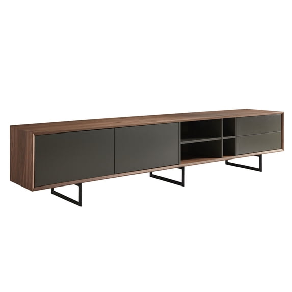 94.49" X 16.54" X 19.69" Media Stand in Walnut & Dark Gray