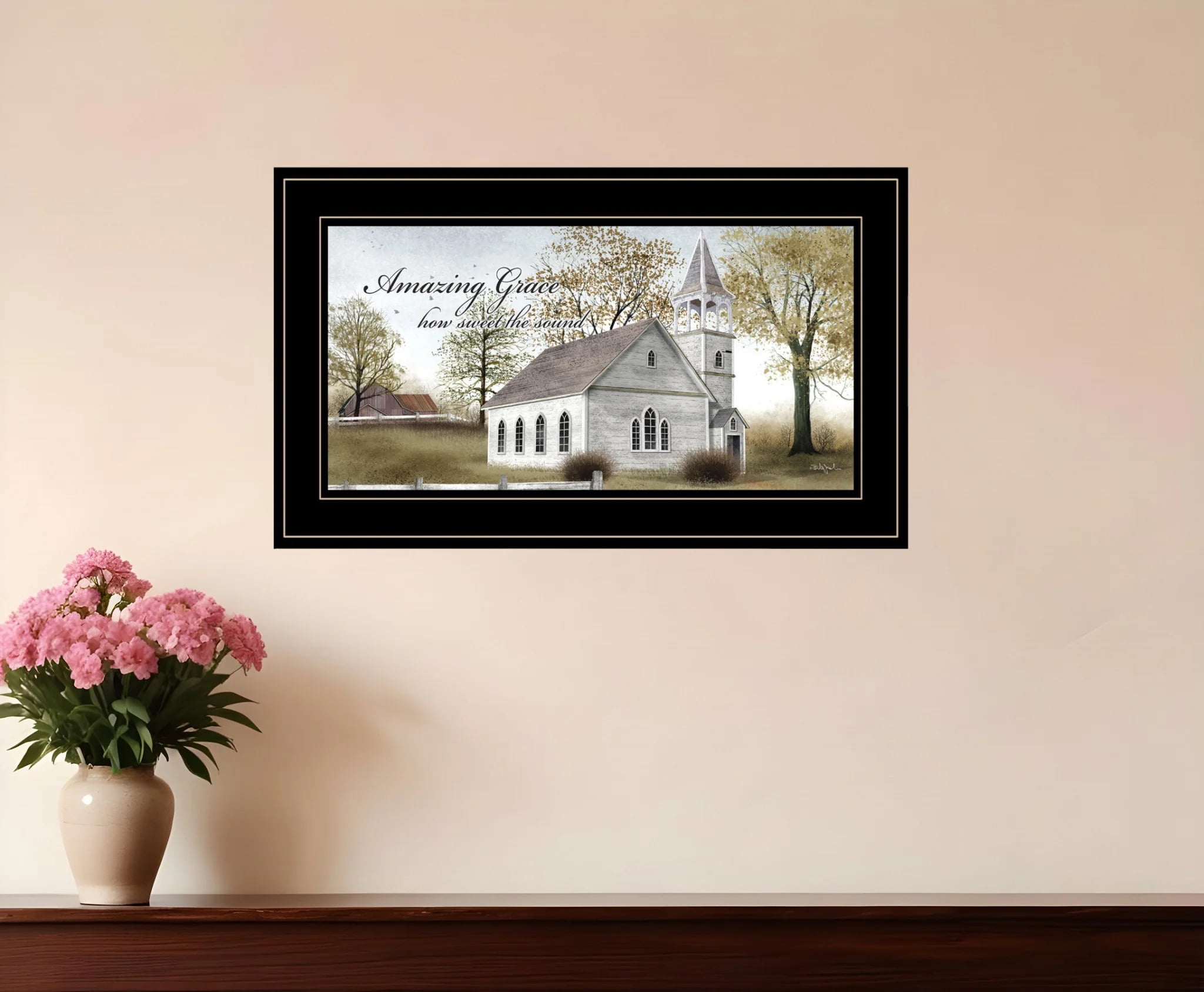 Amazing Grace Black Framed Religious Quote Print Wall Art