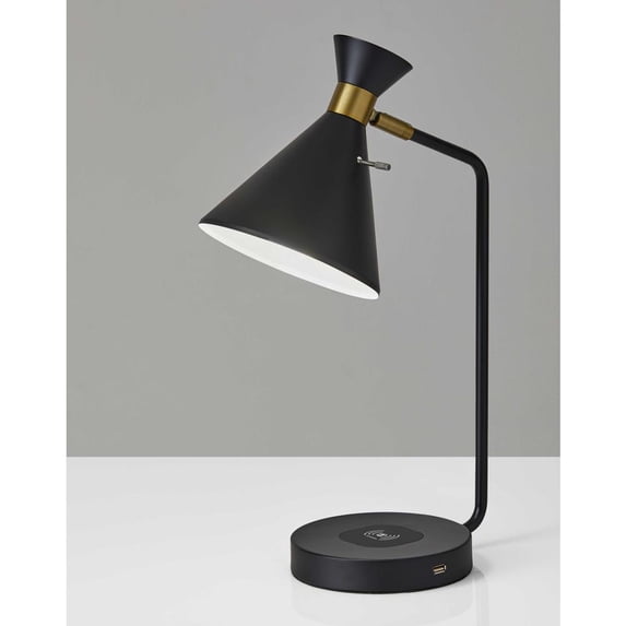 6.625" X 12" X 19" Black Metal Desk Lamp