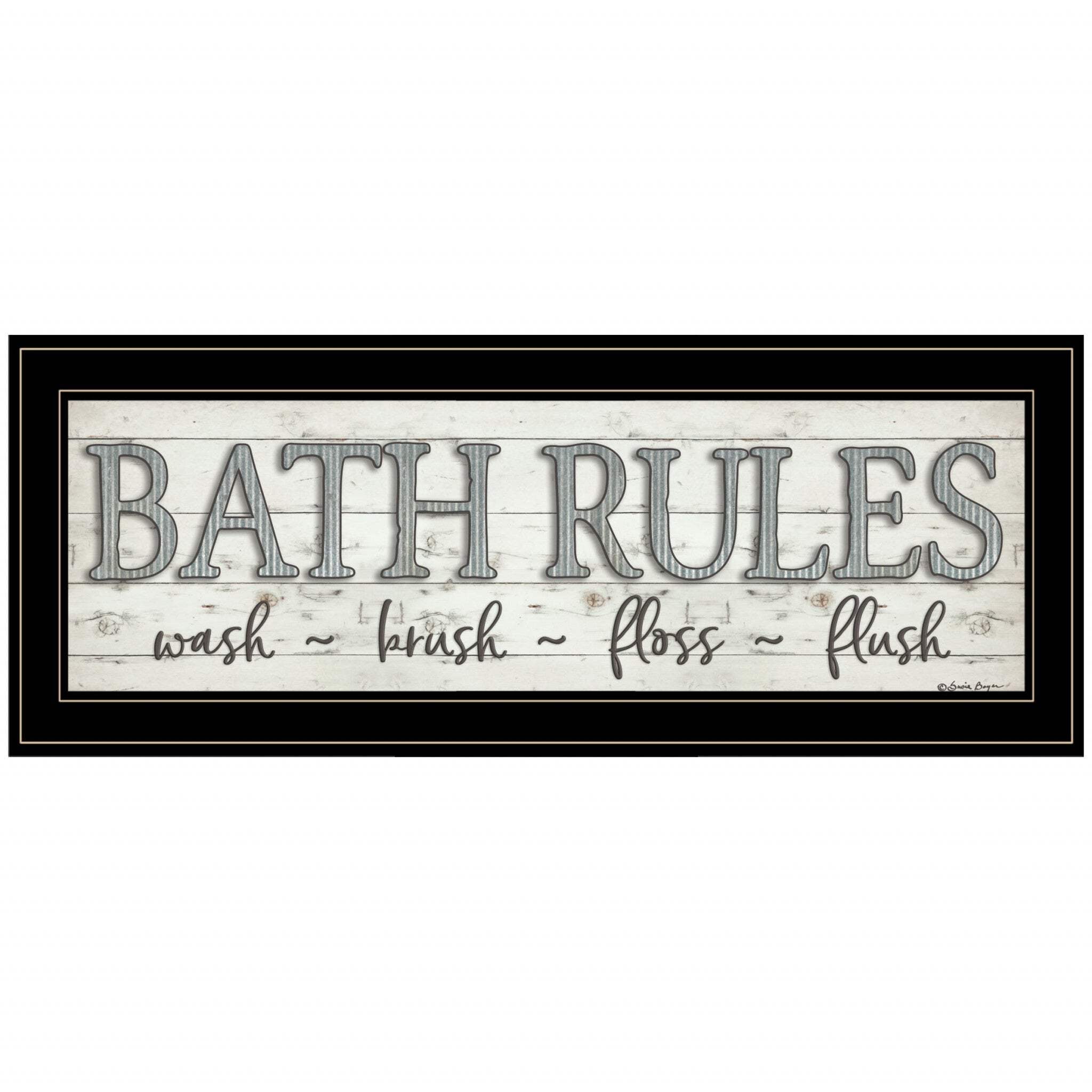 Black Framed Bath Rules Print Wall Art