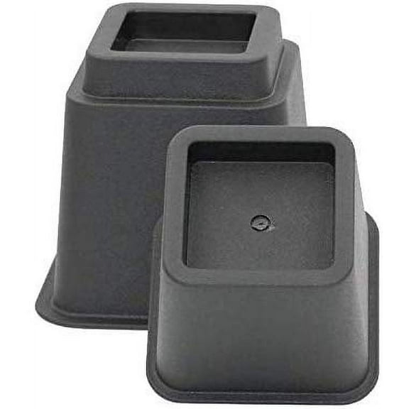 HomeRoots Beddings 3-inch , 5-inch or 8-inch Black, Adjustable Bed Furniture Legs, Heavy Duty Plastic - Bed Risers Set of 4