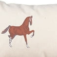 thumbnail image 1 of Set Of Two 20" X 12" Beige And Brown Horse Zippered Handmade Faux Leather Lumbar Pillow With Embroidery, 1 of 7