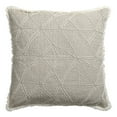thumbnail image 1 of 20" X 20" Beige and Ivory Geometric Linen Zippered Pillow With Embroidery, Fringe, 1 of 10