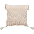 thumbnail image 1 of 17" X 17" Beige And White Interlocking Zippered Polyester Throw Pillow With Tassels, 1 of 6