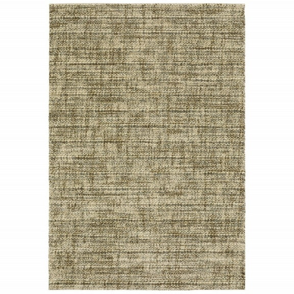 5' X 8' Beige Brown Tan And Blue Green Abstract Power Loom Stain Resistant Area Rug